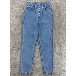 Levis Notch Waist High Waisted Mom Jean Womens 24 Blue Exposed Button Fly Cotton